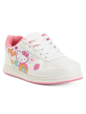 Hello Kitty White and Pink Kids Sneakers with Rainbow Graphic